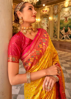 Yellow Dupion Silk Saree With Blouse Piece - Indian Silk House Agencies