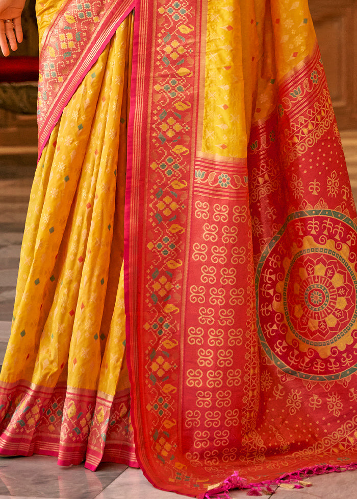 Yellow Dupion Silk Saree With Blouse Piece - Indian Silk House Agencies