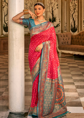 Red Dupion Silk Saree With Blouse Piece - Indian Silk House Agencies