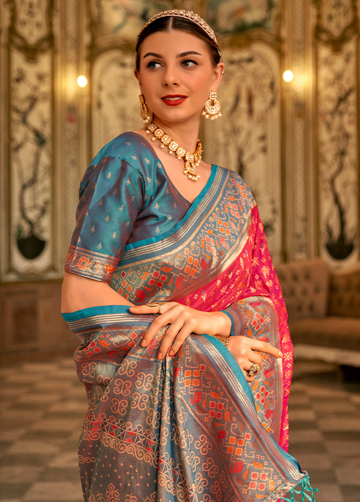 Red Dupion Silk Saree With Blouse Piece - Indian Silk House Agencies