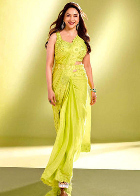 Green Georgette Saree With Blouse Piece