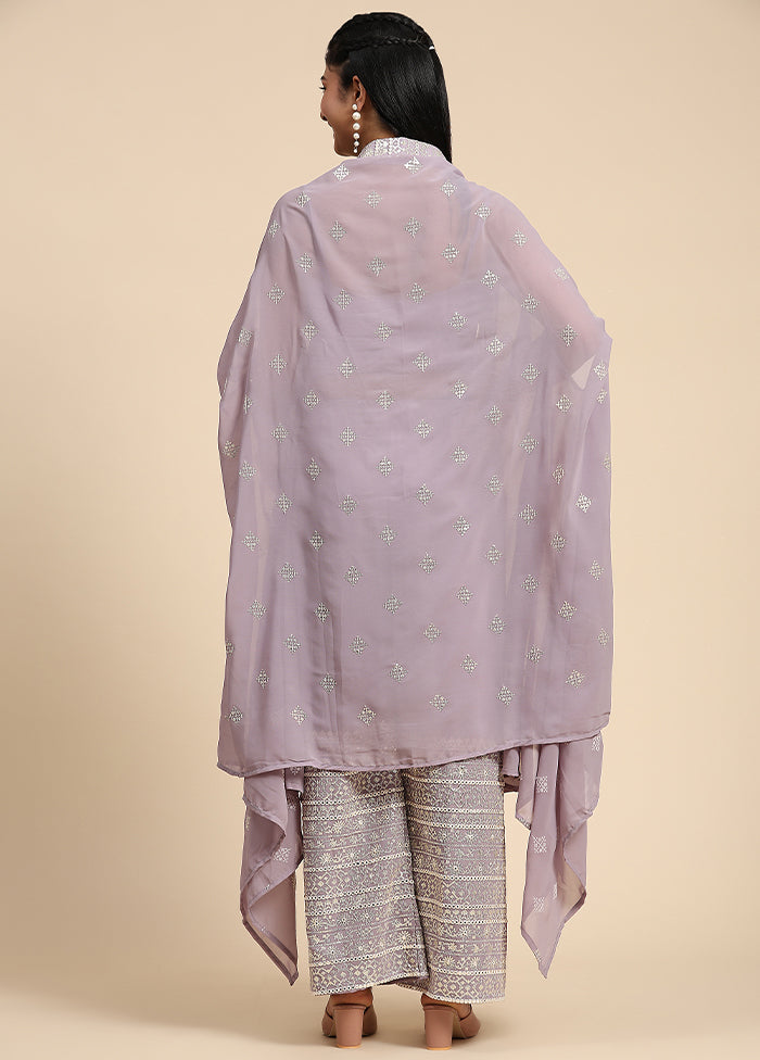 3 Pc Lavendar Readymade Georgette Suit Set - Indian Silk House Agencies