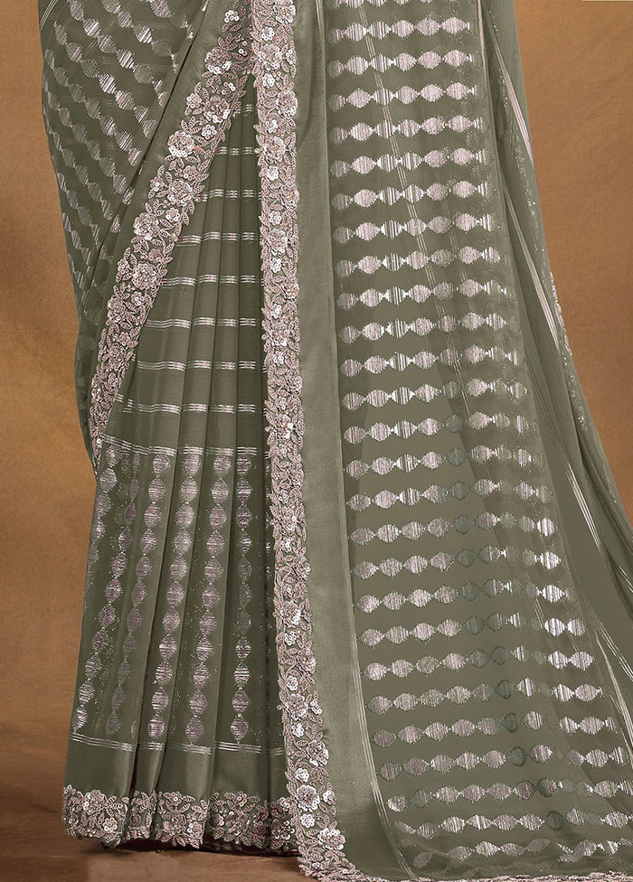 Green Georgette Saree With Blouse Piece