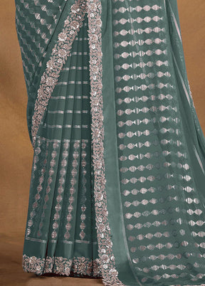 Green Georgette Saree With Blouse Piece - Indian Silk House Agencies