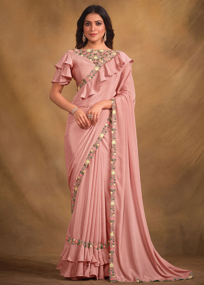 Pink Dupion Silk Saree With Blouse Piece - Indian Silk House Agencies