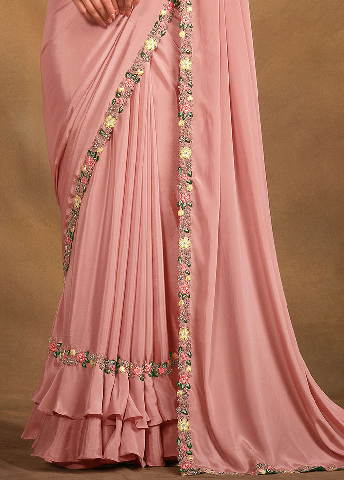 Pink Dupion Silk Saree With Blouse Piece - Indian Silk House Agencies