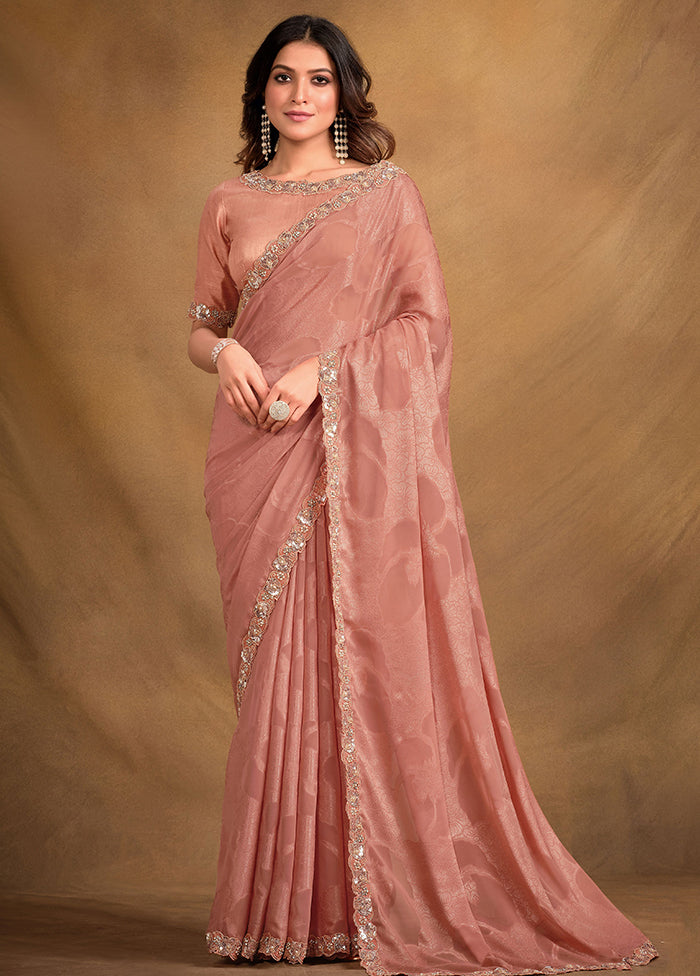 Peach Georgette Saree With Blouse Piece - Indian Silk House Agencies