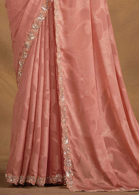 Peach Georgette Saree With Blouse Piece