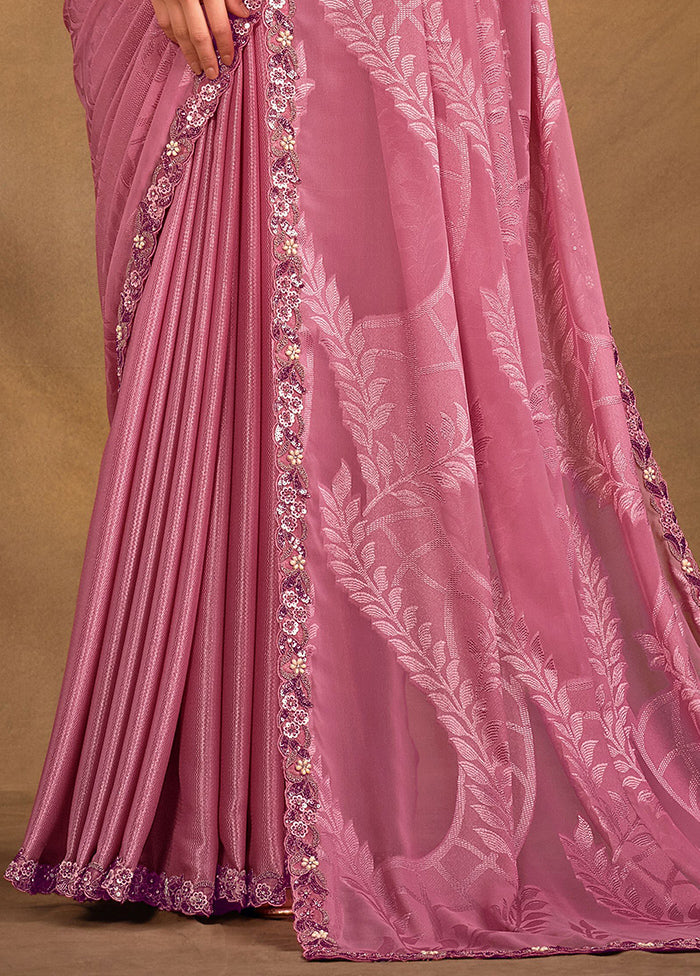 Pink Georgette Saree With Blouse Piece