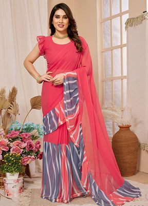 Pink Georgette Saree With Blouse Piece - Indian Silk House Agencies