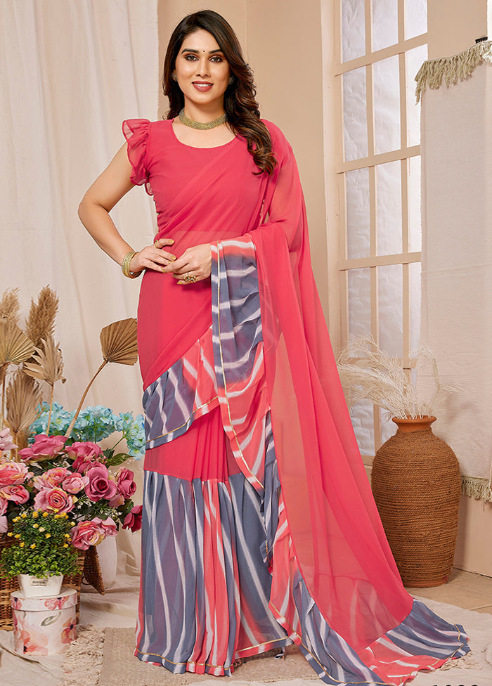 Pink Georgette Saree With Blouse Piece - Indian Silk House Agencies