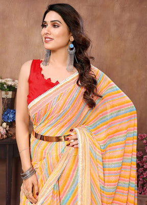 Multicolor Georgette Saree With Blouse Piece