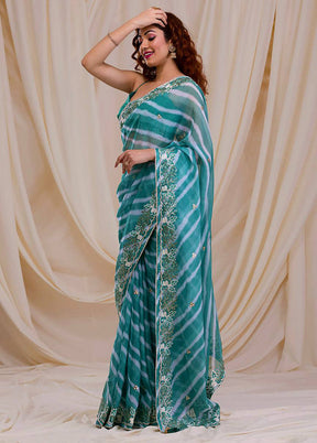 Green Georgette Saree With Blouse Piece