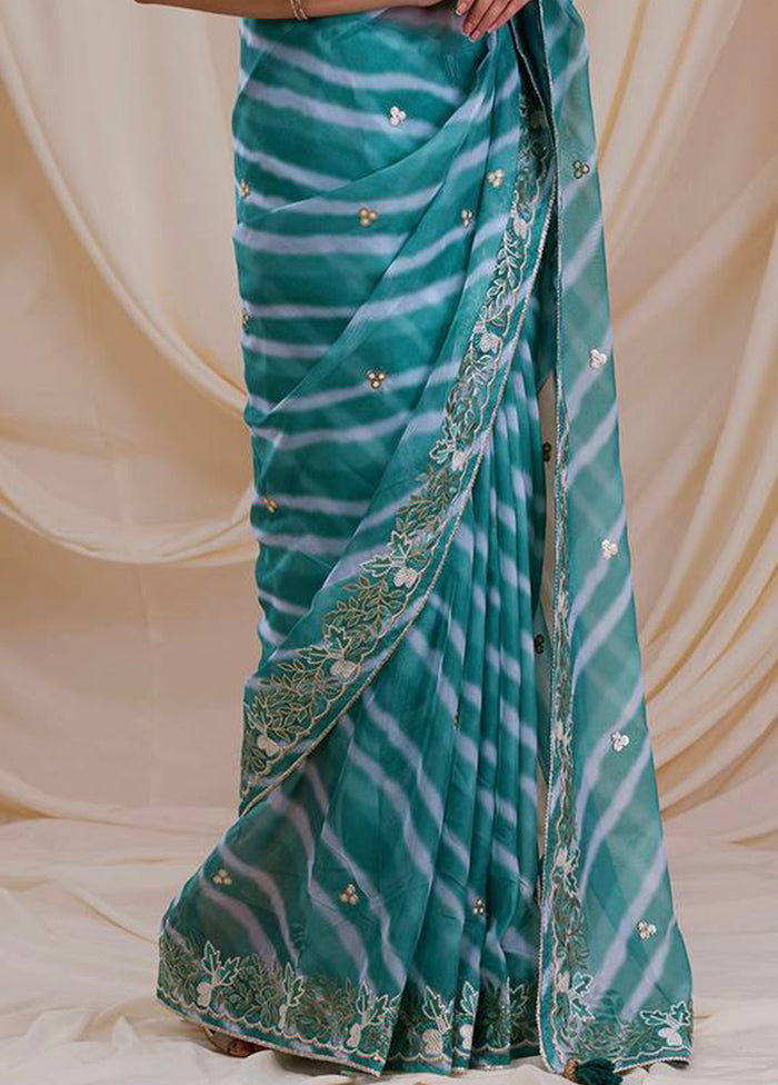 Green Georgette Saree With Blouse Piece