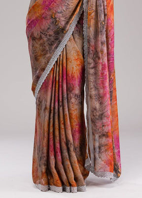 Multicolor Georgette Saree With Blouse Piece