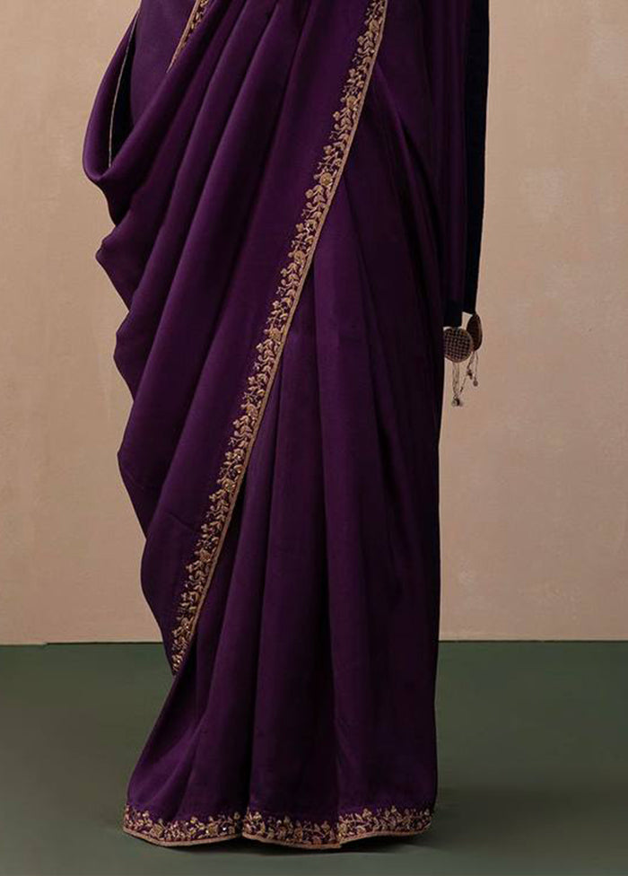 Purple Dupion Silk Saree With Blouse Piece