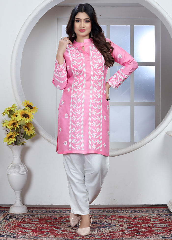 Pink Readymade Rayon Kurti