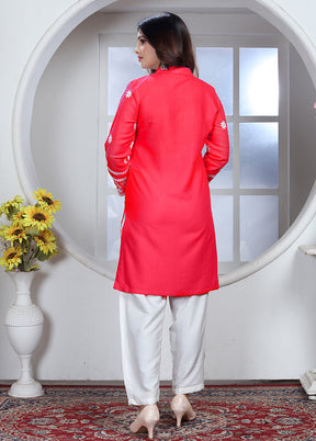 Red Readymade Rayon Kurti