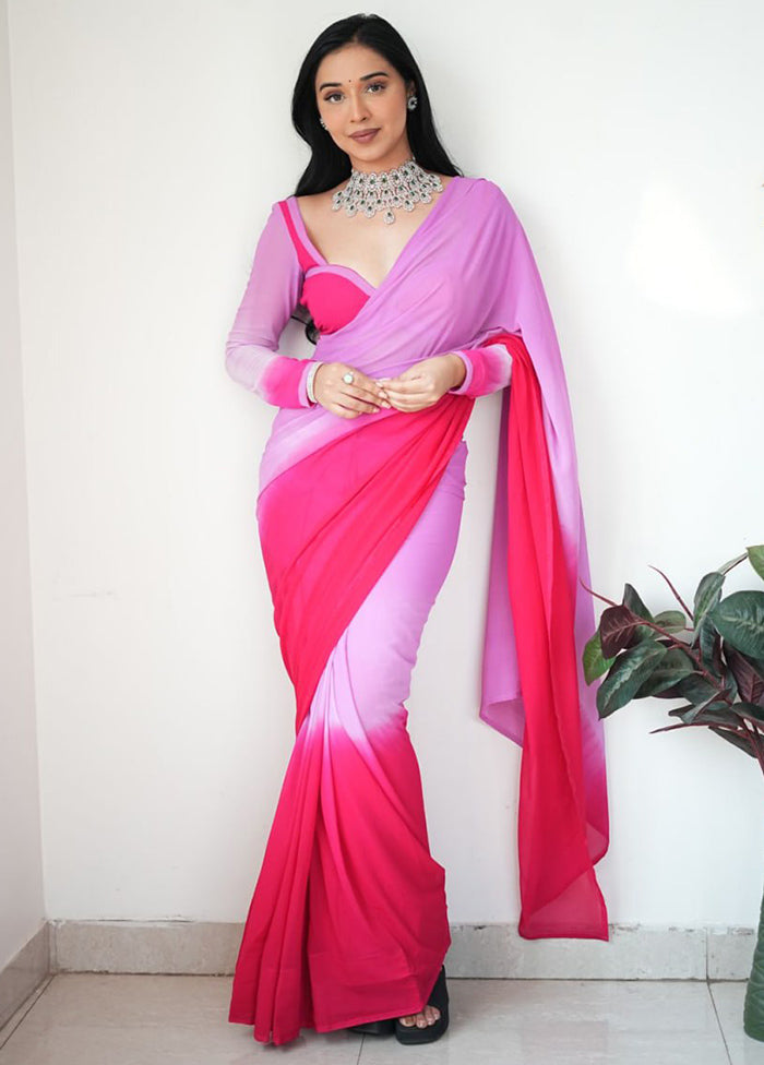 Multicolor Georgette Saree With Blouse Piece