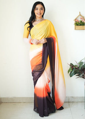 Multicolor Georgette Saree With Blouse Piece