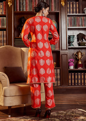 2 Pc Red Readymade Rayon Kurti Set