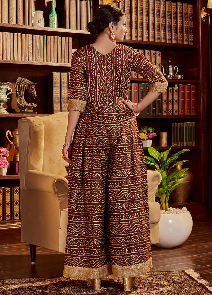 2 Pc Brown Readymade Cotton Kurti Set