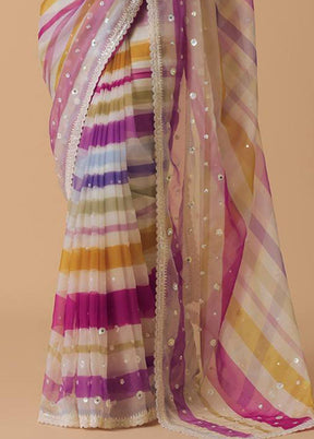 Multicolor Georgette Saree With Blouse Piece