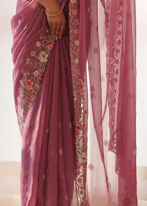 Pink Organza Saree With Blouse Piece