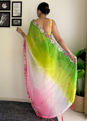 Multicolor Georgette Saree With Blouse Piece