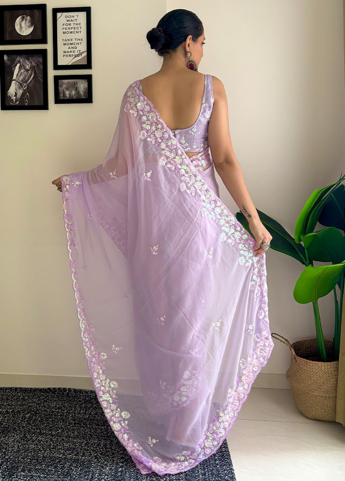 Purple Georgette Saree With Blouse Piece