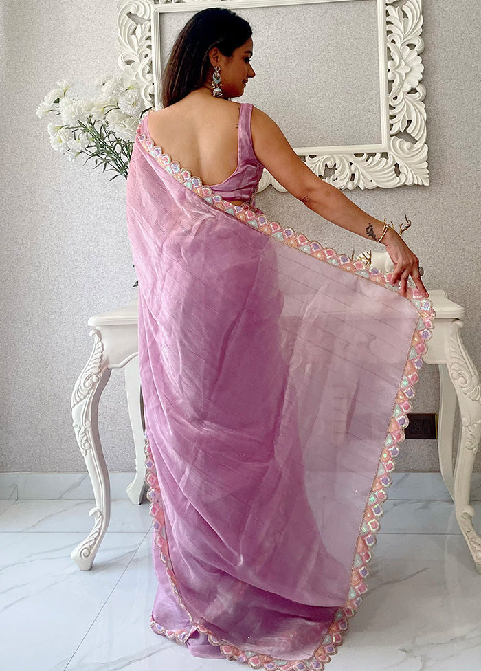 Pink Spun Silk Saree With Blouse Piece