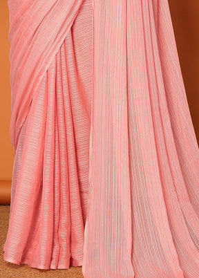 Peach Spun Silk Saree With Blouse Piece