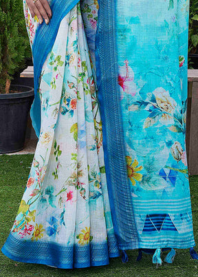 Multicolor Linen Silk Saree With Blouse Piece