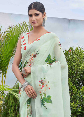 Multicolor Linen Silk Saree With Blouse Piece