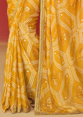 Yellow Chiffon Silk Saree With Blouse Piece