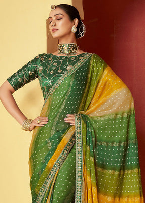 Multicolor Chiffon Silk Saree With Blouse Piece