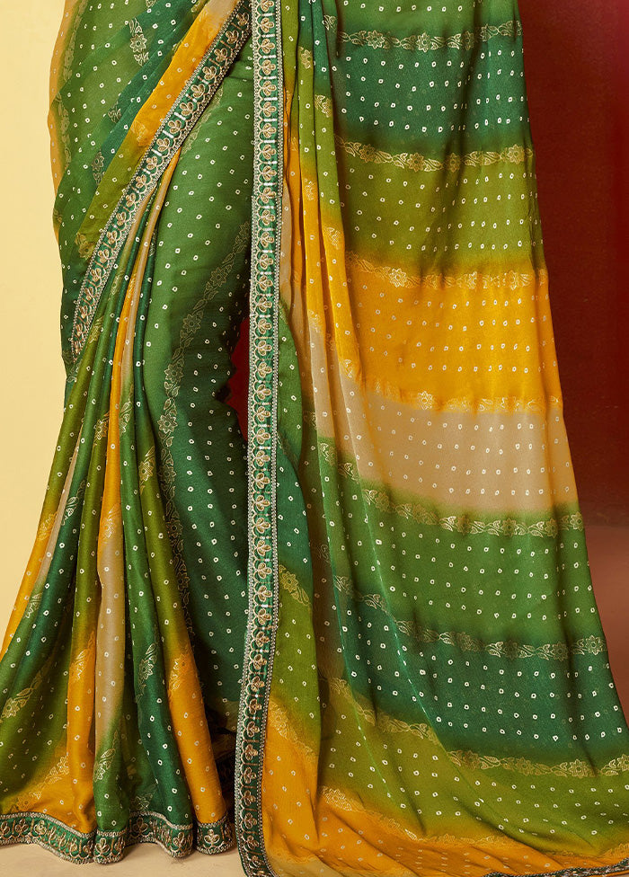 Multicolor Chiffon Silk Saree With Blouse Piece