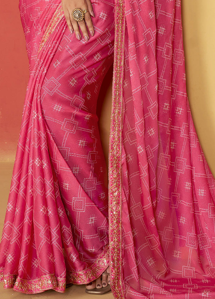 Red Chiffon Silk Saree With Blouse Piece