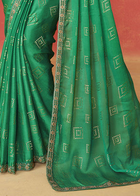 Green Chiffon Silk Saree With Blouse Piece