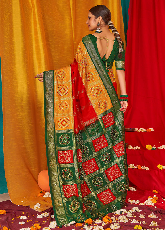 Mustard Tussar Silk Saree With Blouse Piece