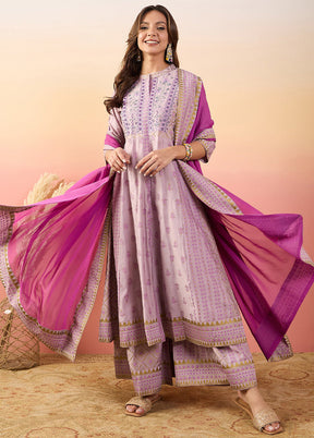 3 Pc Pink Pure Readymade Silk Suit Set