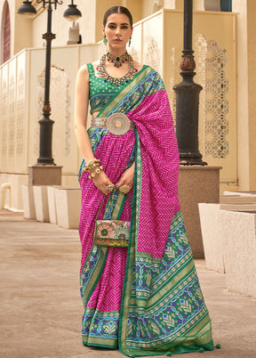 Pink Dupion Silk Saree With Blouse Piece