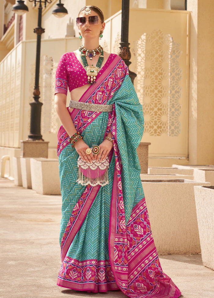 Sea Green Dupion Silk Saree With Blouse Piece