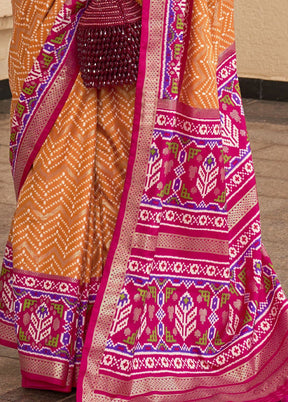 Orange Dupion Silk Saree With Blouse Piece