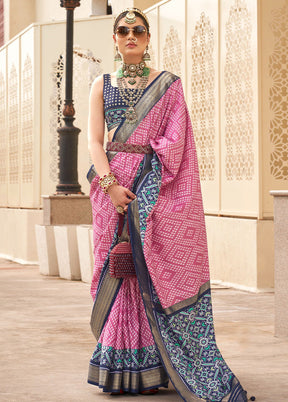 Pink Dupion Silk Saree With Blouse Piece