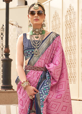 Pink Dupion Silk Saree With Blouse Piece