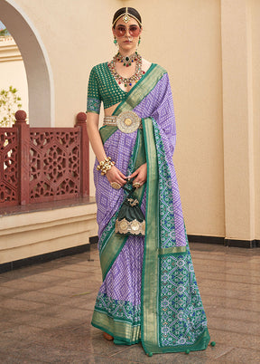 Purple Dupion Silk Saree With Blouse Piece