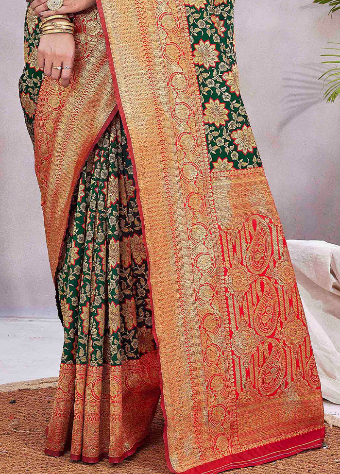 Green Baluchari Silk Saree With Blouse Piece