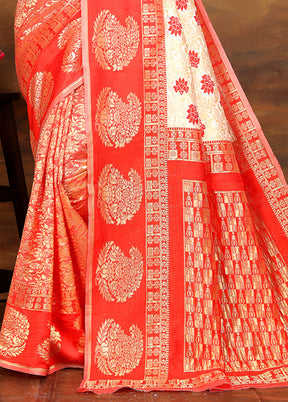 Red Spun Silk Saree With Blouse Piece