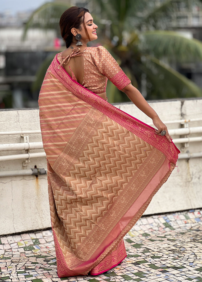 Pink Spun Silk Saree With Blouse Piece